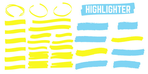 Highlight yellow strokes. Highlight marker stroke. Marker pen highlight