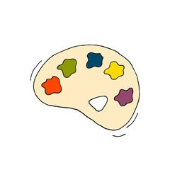 Palette. Paints. Painter. Hobby. Painting. Vector. Doodle. Drawn by hand.
