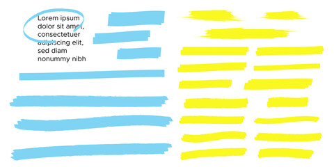 Marker marks. Yellow marker text selection vector - obrazy, fototapety, plakaty