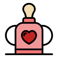 Baby food bottle icon. Outline baby food bottle vector icon color flat isolated