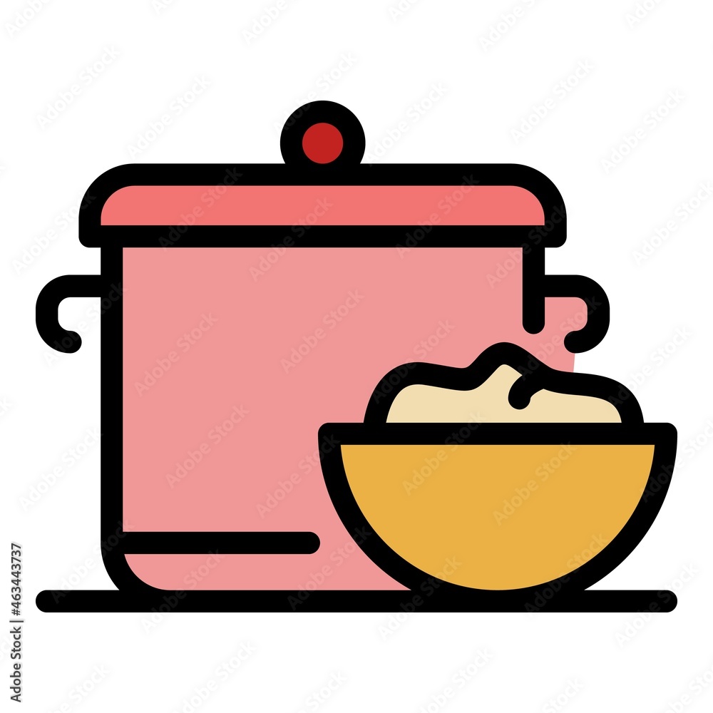 Wall mural saucepan baby food icon. outline saucepan baby food vector icon color flat isolated - Wall murals