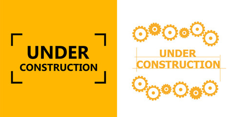 Website under construction page. Warning tape banner