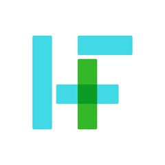 Initials letters HF logo. modern style combined with plus symbol