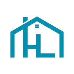 Initials letter HL logo. modern style combined with house building