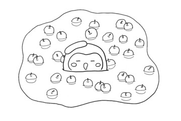 りんご湯に入るふくろう