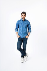 handsome young man in denim clothes