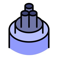 Three core cable icon. Outline three core cable vector icon color flat isolated