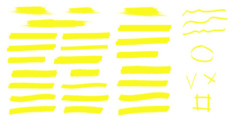 Marker marks. Yellow marker text selection vector