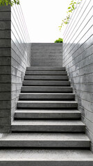 Long stair concrete in condo building, Abstract stairs in black and white