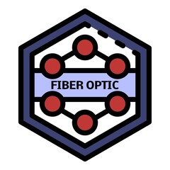 Optical hex cable icon. Outline optical hex cable vector icon color flat isolated