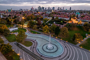 Panorama of the city of Warsaw, Poland.