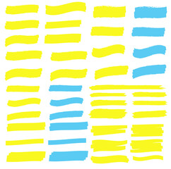 Vector highlighter elements. Yellow marker text selection