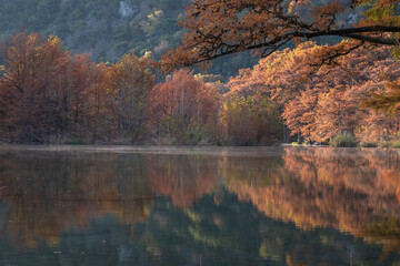 Landscapes of Texas Hill Country in the fall, autumn, season changing, outdoors, river, camping