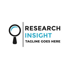 Research insight logo icon vector template. Research logo with simple and elegant magnifying glass symbol.