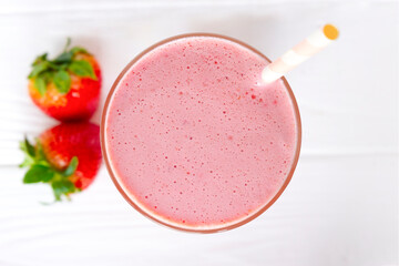 Strawberry yogurt fruit juice smoothie pink colorful fruit juice milkshake blend beverage healthy...