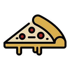 Slice of pizza icon. Outline slice of pizza vector icon color flat isolated