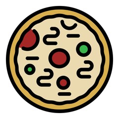 Anchovy pizza icon. Outline anchovy pizza vector icon color flat isolated