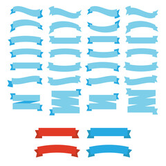 Obraz premium Red glossy ribbon vector banners.Flat vector ribbons