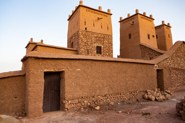 Kasbah Ait ben Haddou in Morocco.  Fortres and traditional clay houses from the Sahara desert. 