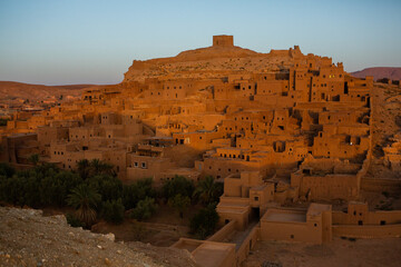 Kasbah Ait ben Haddou in Morocco.  Fortres and traditional clay houses from the Sahara desert. 