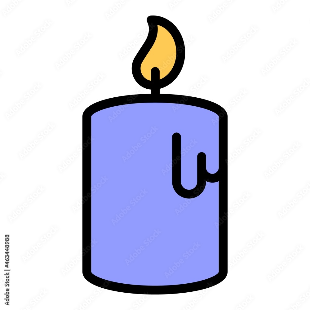 Sticker Big candle icon. Outline big candle vector icon color flat isolated - Stickers