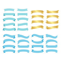 Cartoon banners ribbons. Banner ribbon vector set. Blue ribbons