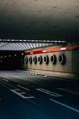 Tapeten Berlin, Tegel Airport, a view of a tunnel road with sunlight shade © Tomáš Hustoles/Wirestock