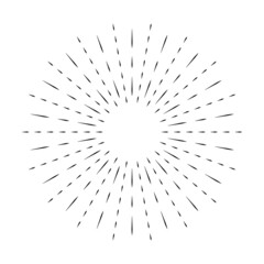 Fototapeta premium Sunburst line icon isolated on white background, summer web banner, retro circle design, vector illustration