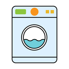 Washing machine equipment, Electric washer laundry icon, wash symbol clothes, vector illustration background