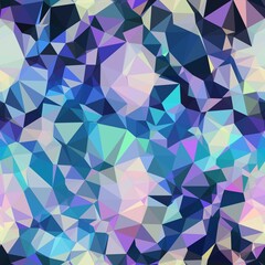 Fototapeta premium Seamless iridescent triangle pattern for surface pattern print. High quality illustration. Blue and purple holographic vivid trendy swatch. Funky contemporary graphic tile for background or textile.