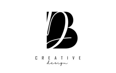 Letters BD b d Logo with a minimalist design. Letters B and D with geometric and handwritten typography. - obrazy, fototapety, plakaty