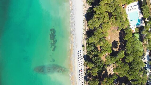 Tyrrhenian Sea Overhead Aerial View from a drone in summer season