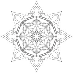 Leaf Flower Petal Coloring Mandala Art Simple Graphic Shape Vector Floral Oriental Outline Vintage Decorative Elements Pattern Illustration Islam Arabic Indian Turkish Mystic Religion Morals Lotus