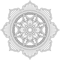 Leaf Flower Petal Coloring Mandala Art Simple Graphic Shape Vector Floral Oriental Outline Vintage Decorative Elements Pattern Illustration Islam Arabic Indian Turkish Mystic Religion Morals Lotus