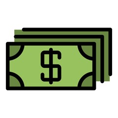 Big pack of dollars icon. Outline big pack of dollars vector icon color flat isolated