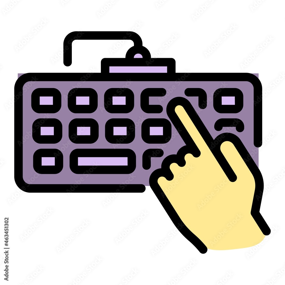 Poster computer keyboard icon. outline computer keyboard vector icon color flat isolated