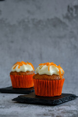 cakes next to grated carrots