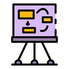 Scheme banner lesson icon. Outline scheme banner lesson vector icon color flat isolated