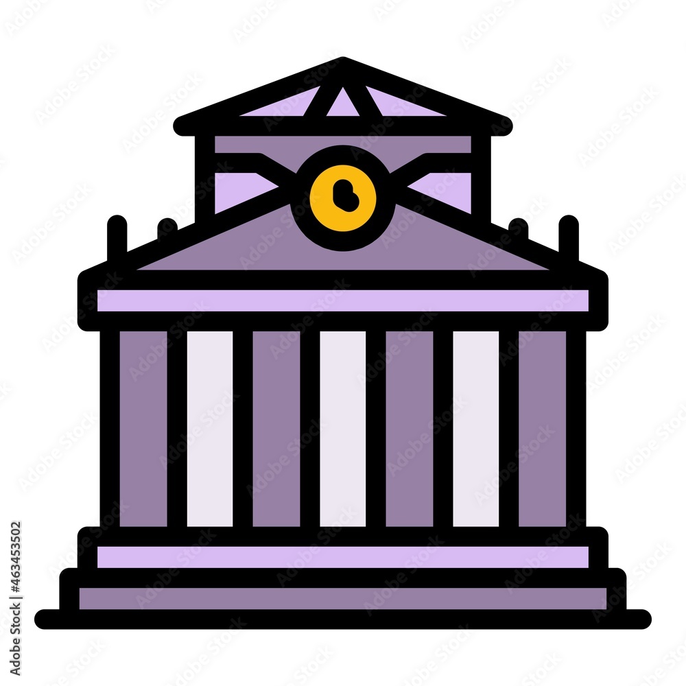 Poster old university building icon. outline old university building vector icon color flat isolated