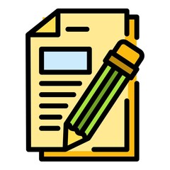 Pen paper icon. Outline pen paper vector icon color flat isolated