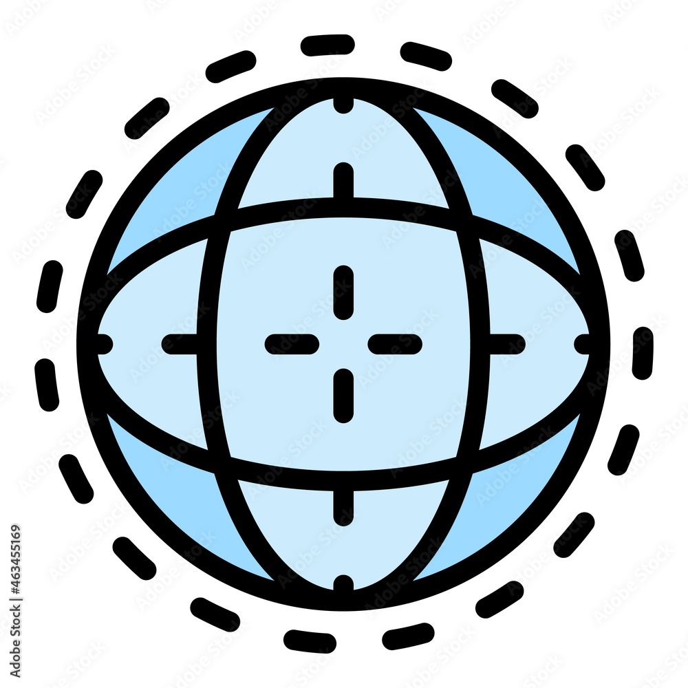 Poster global university icon. outline global university vector icon color flat isolated