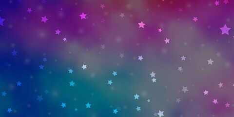 Fototapeta premium Light Blue, Red vector background with small and big stars.