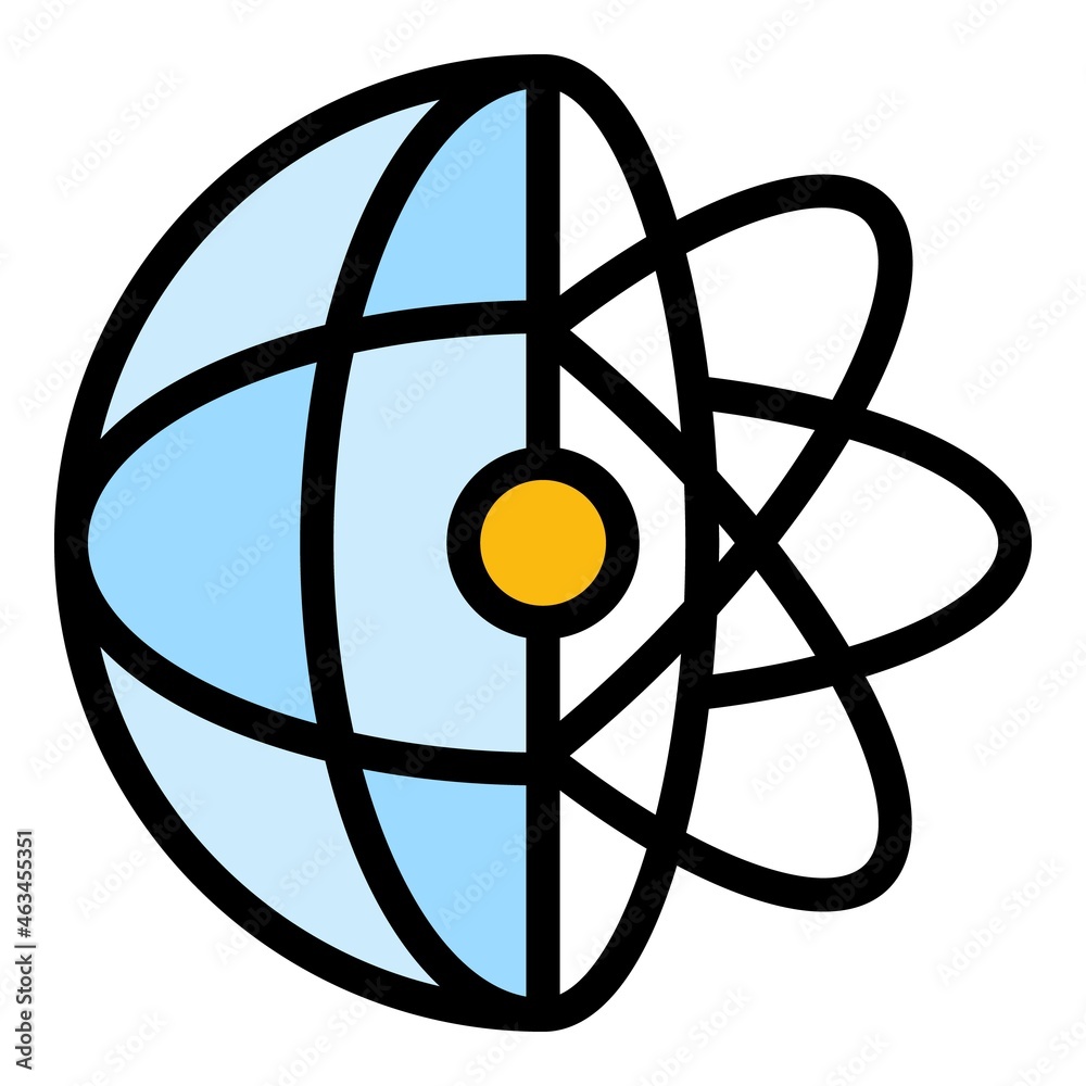Wall mural global atom learning icon. outline global atom learning vector icon color flat isolated