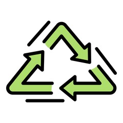Recycle triangle icon. Outline recycle triangle vector icon color flat isolated