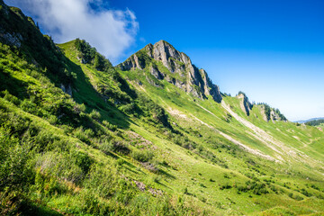 Obraz premium Mountain landscape in The Grand-Bornand, France