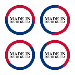set of made in south korea. logo, print, symbol, seal. vector illustration isolated on white background
