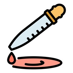 Blood test pipette icon. Outline blood test pipette vector icon color flat isolated