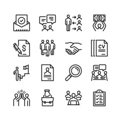 Employment line icons. Set of outline symbols, simple graphic elements, modern linear style black pictograms collection. Vector line icons set