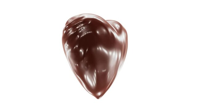 Realistic looping 3D animation of the spinning chocolate heart rendered in UHD with alpha matte