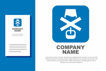 Blue No alcohol icon isolated on white background. Prohibiting alcohol beverages. Forbidden symbol with beer bottle glass. Logo design template element. Vector